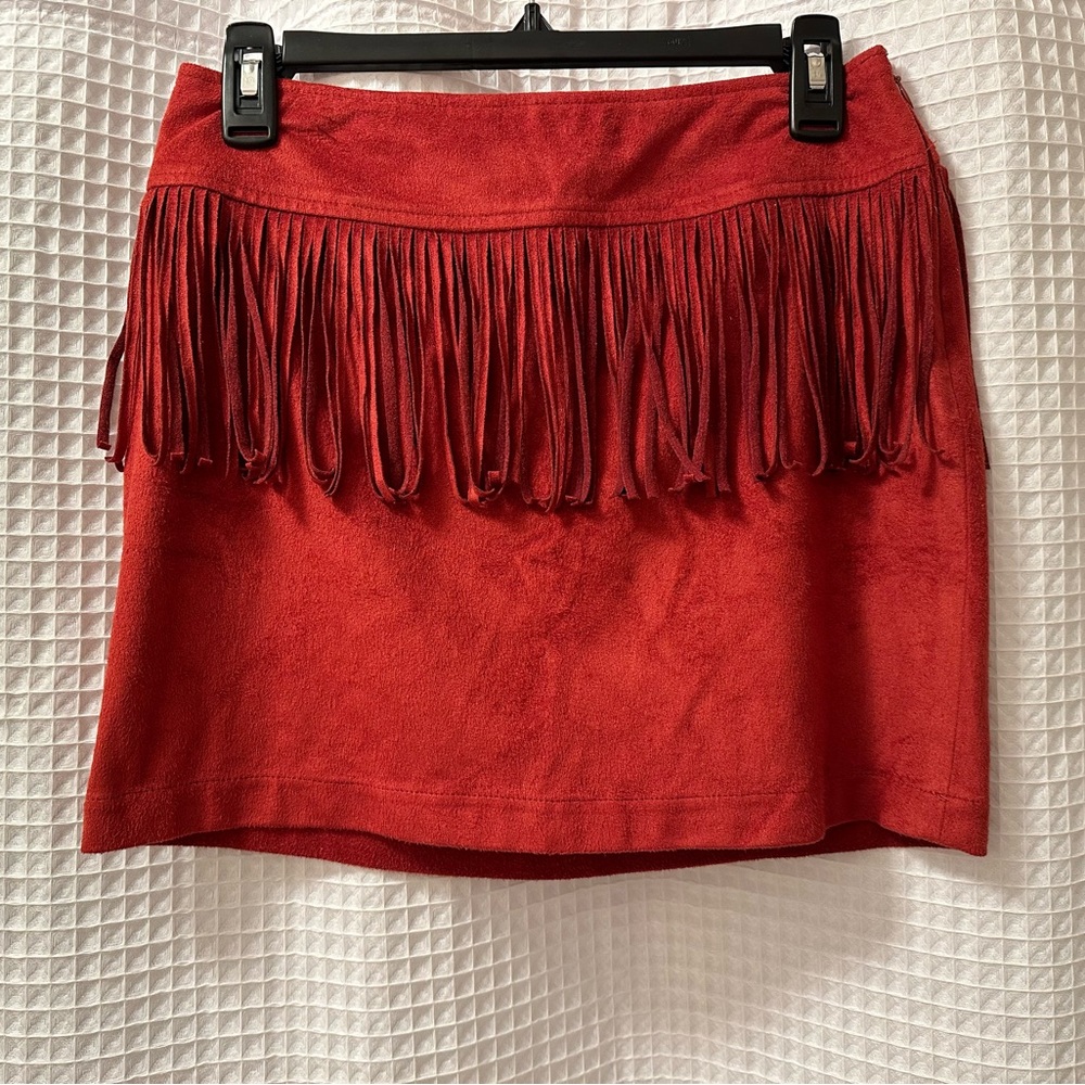 Red Fringe Skirt- Express, size small